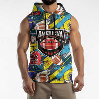 Custom American Football Graffiti Sleeveless Hoodie Unique Style - Wonder Print Shop