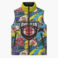 Custom American Football Graffiti Sleeveless Puffer Jacket Unique Style - Wonder Print Shop