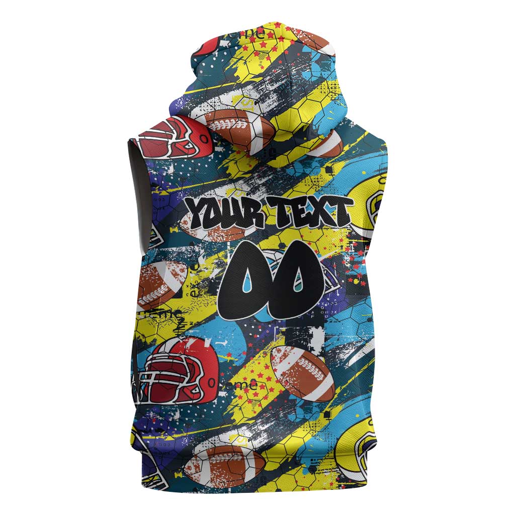 Custom American Football Graffiti Sleeveless Zip Hoodie Unique Style - Wonder Print Shop
