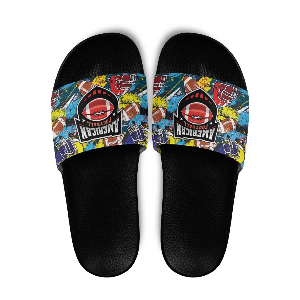American Football Graffiti Slide Sandals Unique Style - Wonder Print Shop