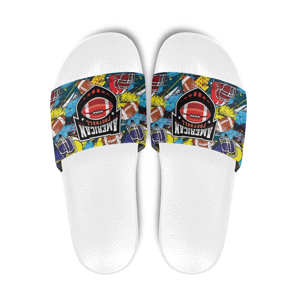 American Football Graffiti Slide Sandals Unique Style - Wonder Print Shop