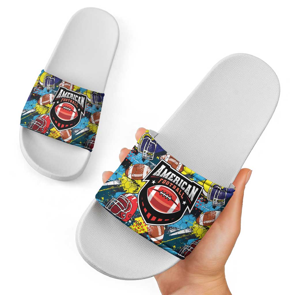 American Football Graffiti Slide Sandals Unique Style - Wonder Print Shop