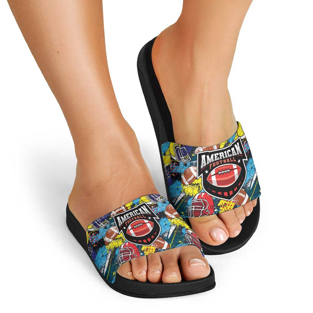 American Football Graffiti Slide Sandals Unique Style - Wonder Print Shop