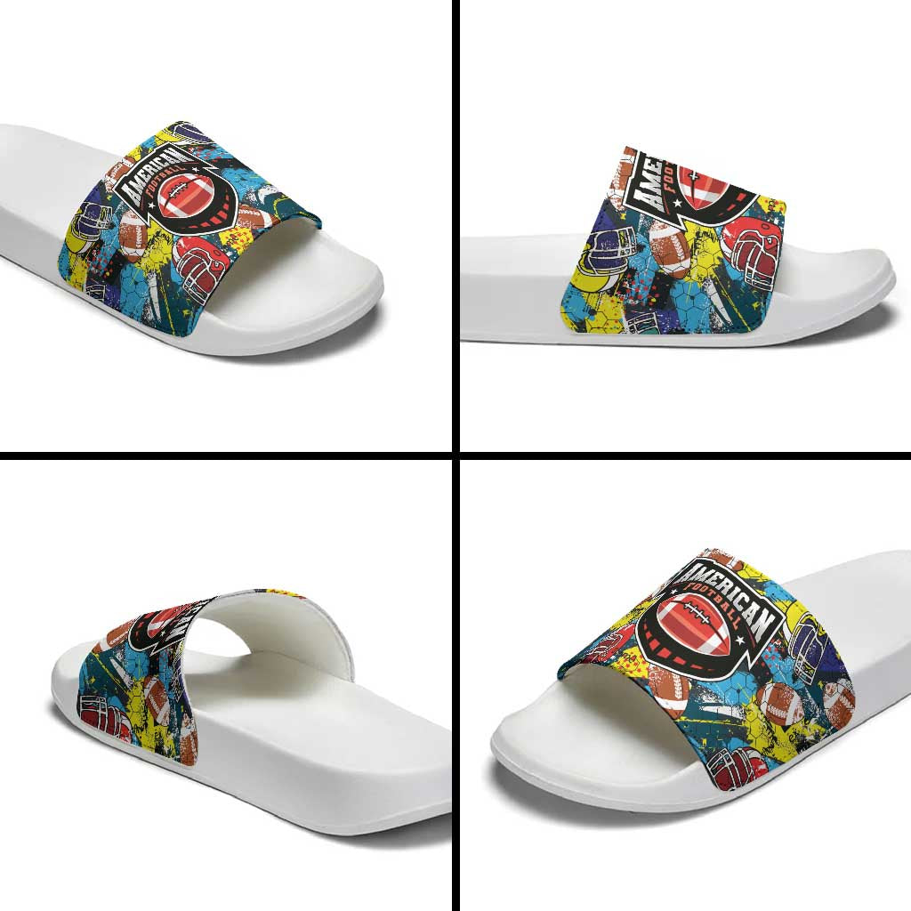 American Football Graffiti Slide Sandals Unique Style - Wonder Print Shop