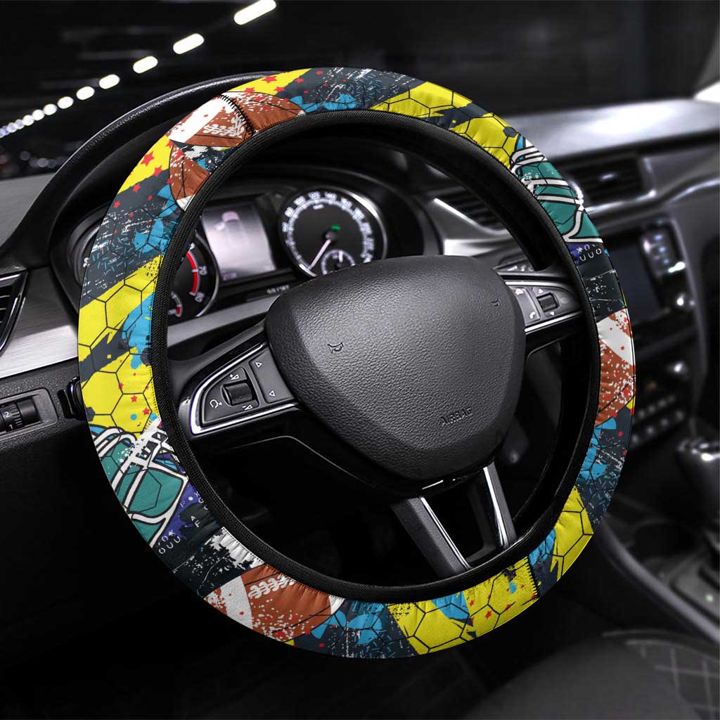 American Football Graffiti Steering Wheel Cover Unique Style - Wonder Print Shop