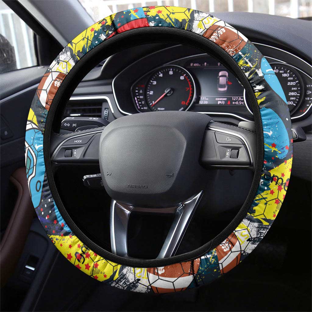 American Football Graffiti Steering Wheel Cover Unique Style - Wonder Print Shop
