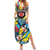 Custom American Football Graffiti Summer Maxi Dress Unique Style - Wonder Print Shop