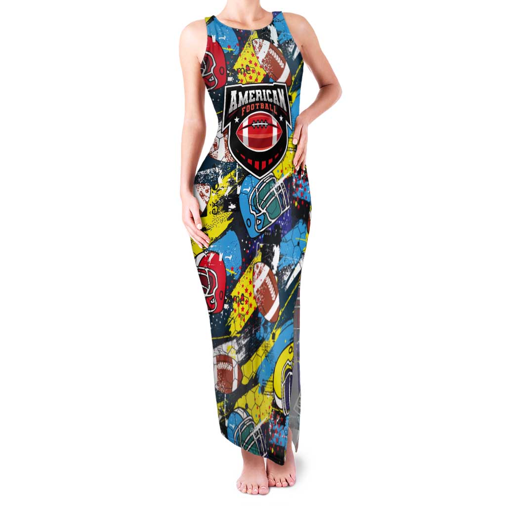 Custom American Football Graffiti Tank Maxi Dress Unique Style - Wonder Print Shop