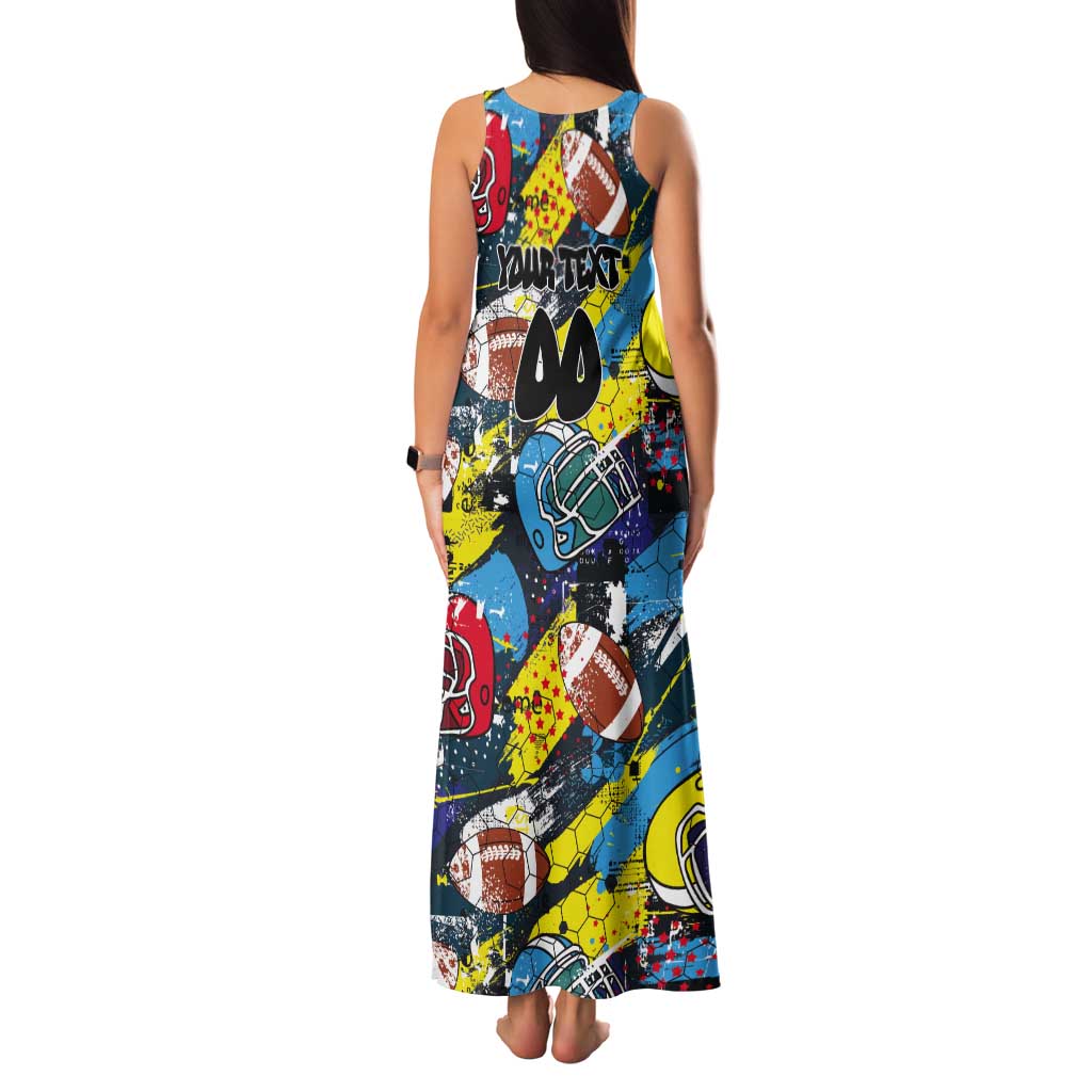 Custom American Football Graffiti Tank Maxi Dress Unique Style - Wonder Print Shop