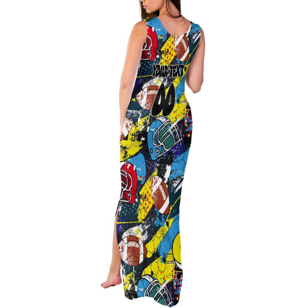 Custom American Football Graffiti Tank Maxi Dress Unique Style - Wonder Print Shop