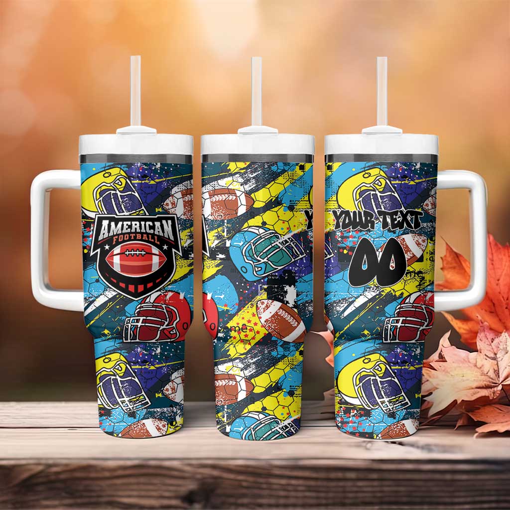 Custom American Football Graffiti Tumbler With Handle Unique Style - Wonder Print Shop