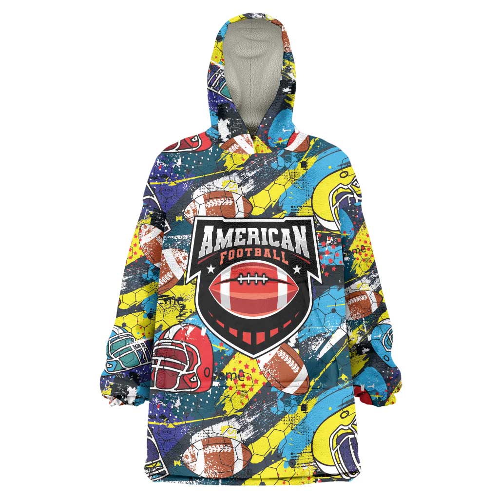 Custom American Football Graffiti Wearable Blanket Hoodie Unique Style - Wonder Print Shop