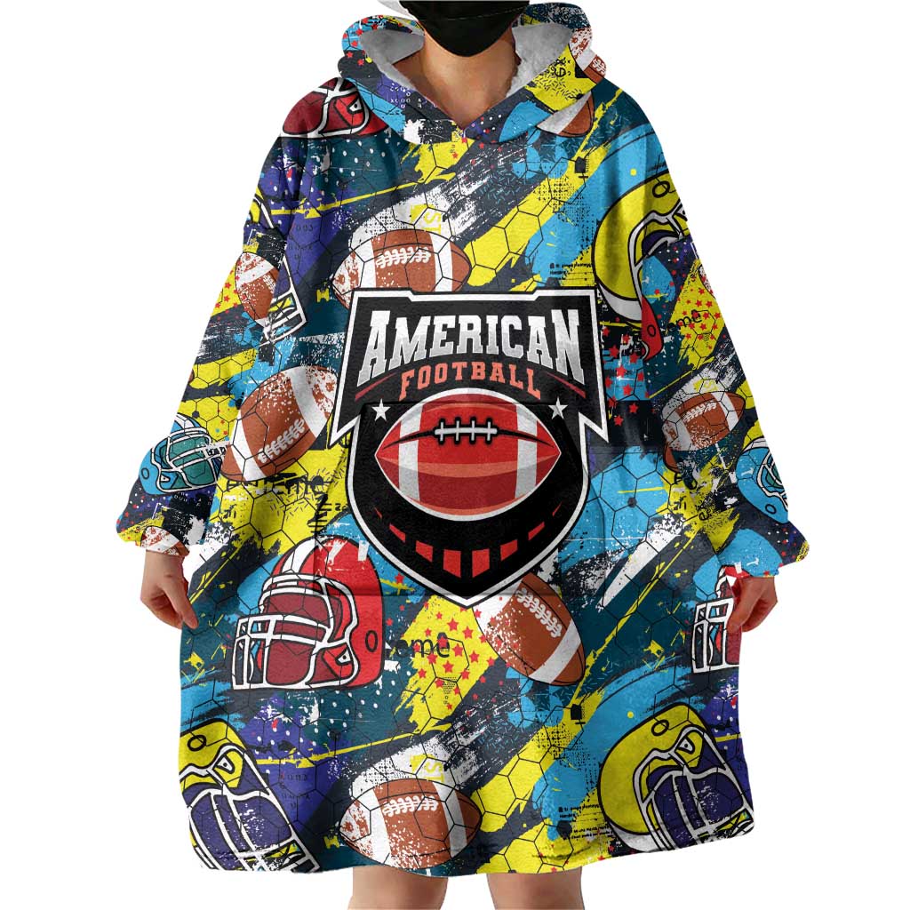 Custom American Football Graffiti Wearable Blanket Hoodie Unique Style - Wonder Print Shop