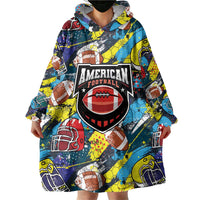 Custom American Football Graffiti Wearable Blanket Hoodie Unique Style - Wonder Print Shop