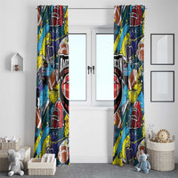 American Football Graffiti Window Curtain Unique Style - Wonder Print Shop