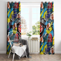 American Football Graffiti Window Curtain Unique Style - Wonder Print Shop
