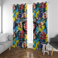 American Football Graffiti Window Curtain Unique Style - Wonder Print Shop