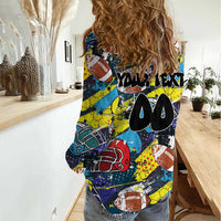 Custom American Football Graffiti Women Casual Shirt Unique Style - Wonder Print Shop