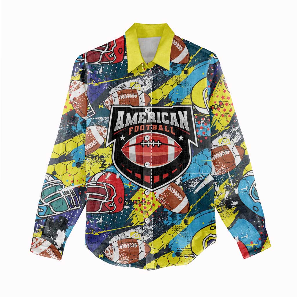 Custom American Football Graffiti Women Casual Shirt Unique Style - Wonder Print Shop
