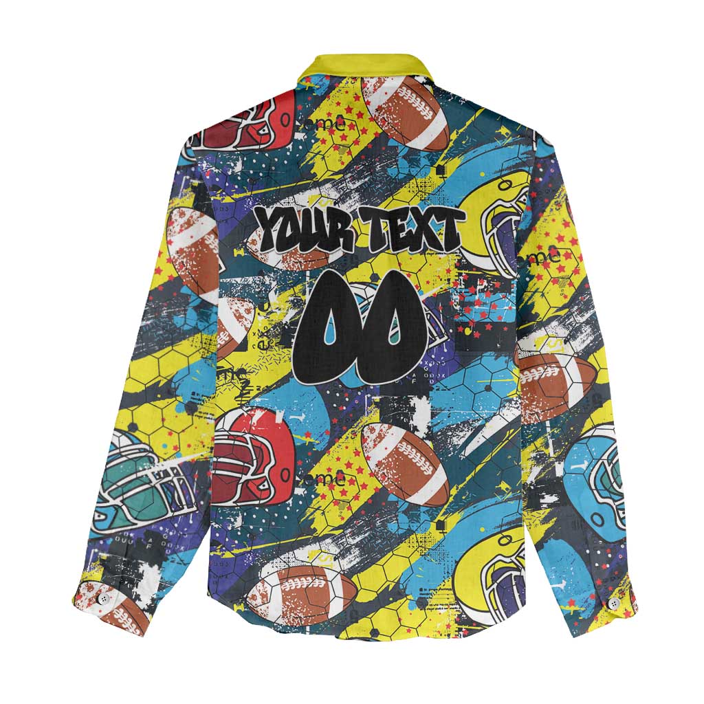 Custom American Football Graffiti Women Casual Shirt Unique Style - Wonder Print Shop