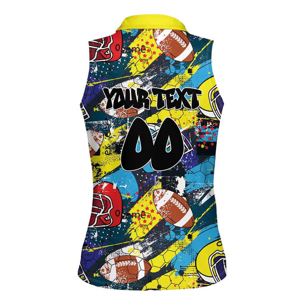 Custom American Football Graffiti Women Sleeveless Polo Shirt Unique Style - Wonder Print Shop