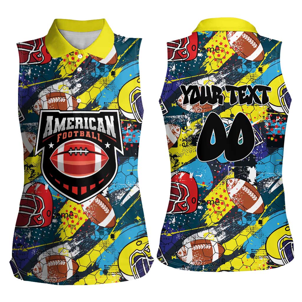 Custom American Football Graffiti Women Sleeveless Polo Shirt Unique Style - Wonder Print Shop