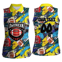 Custom American Football Graffiti Women Sleeveless Polo Shirt Unique Style - Wonder Print Shop