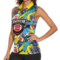 Custom American Football Graffiti Women Sleeveless Polo Shirt Unique Style - Wonder Print Shop