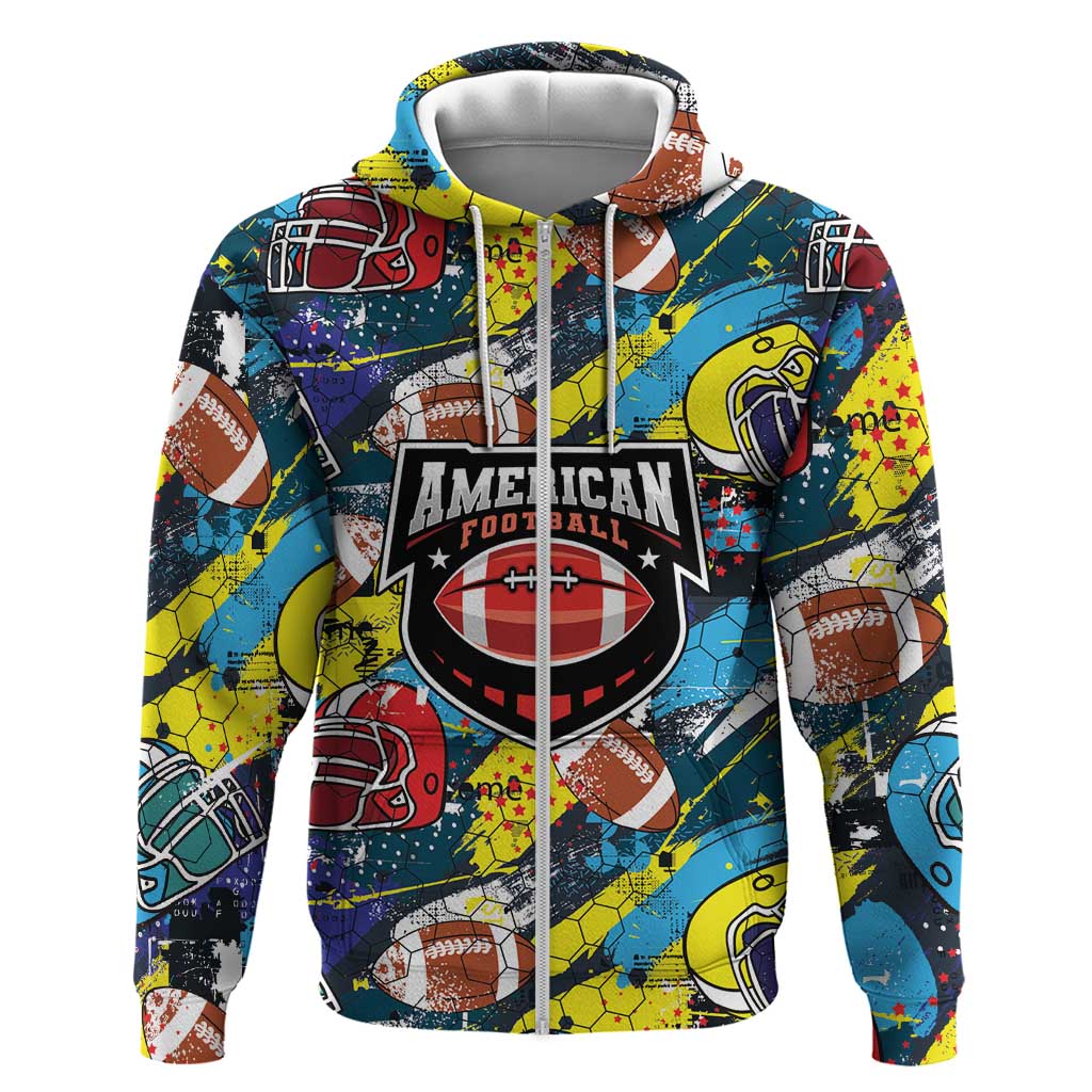 Custom American Football Graffiti Zip Hoodie Unique Style - Wonder Print Shop