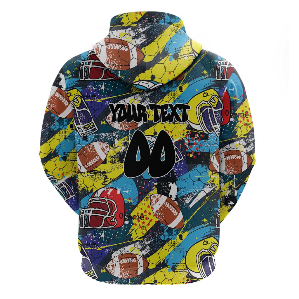 Custom American Football Graffiti Zip Hoodie Unique Style - Wonder Print Shop