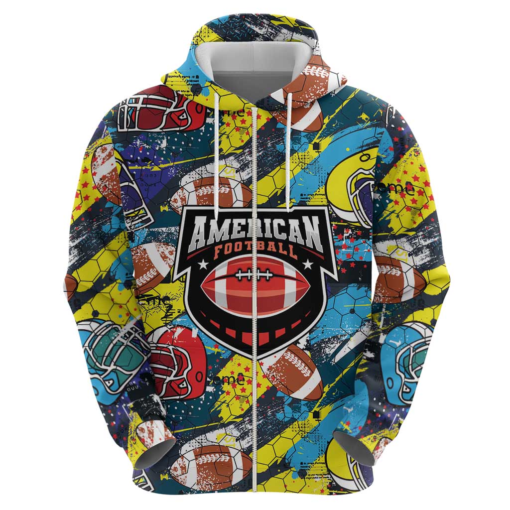 Custom American Football Graffiti Zip Hoodie Unique Style - Wonder Print Shop