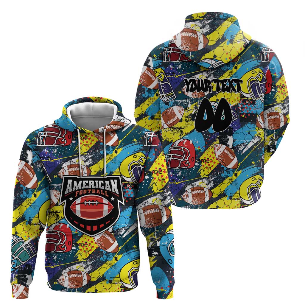 Custom American Football Graffiti Zip Hoodie Unique Style - Wonder Print Shop