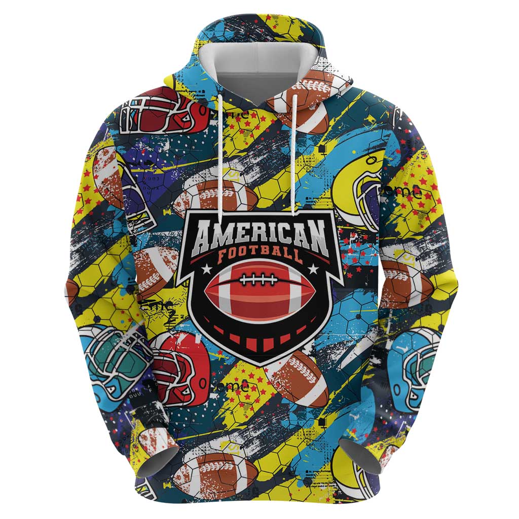 Custom American Football Graffiti Zip Hoodie Unique Style - Wonder Print Shop