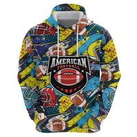 Custom American Football Graffiti Zip Hoodie Unique Style - Wonder Print Shop
