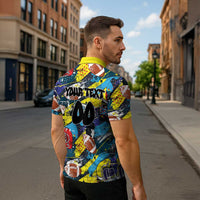 Custom American Football Graffiti Zipper Polo Shirt Unique Style - Wonder Print Shop