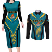 Custom Rugby Bahamas Couples Matching Long Sleeve Bodycon Dress and Long Sleeve Button Shirt The Bahamas Go Champion - Wonder Print Shop