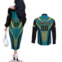 Custom Rugby Bahamas Couples Matching Off The Shoulder Long Sleeve Dress and Long Sleeve Button Shirt The Bahamas Go Champion - Wonder Print Shop