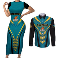 Custom Rugby Bahamas Couples Matching Short Sleeve Bodycon Dress and Long Sleeve Button Shirt The Bahamas Go Champion - Wonder Print Shop