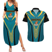 Custom Rugby Bahamas Couples Matching Summer Maxi Dress and Hawaiian Shirt The Bahamas Go Champion - Wonder Print Shop