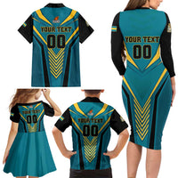 Custom Rugby Bahamas Family Matching Long Sleeve Bodycon Dress and Hawaiian Shirt The Bahamas Go Champion - Wonder Print Shop
