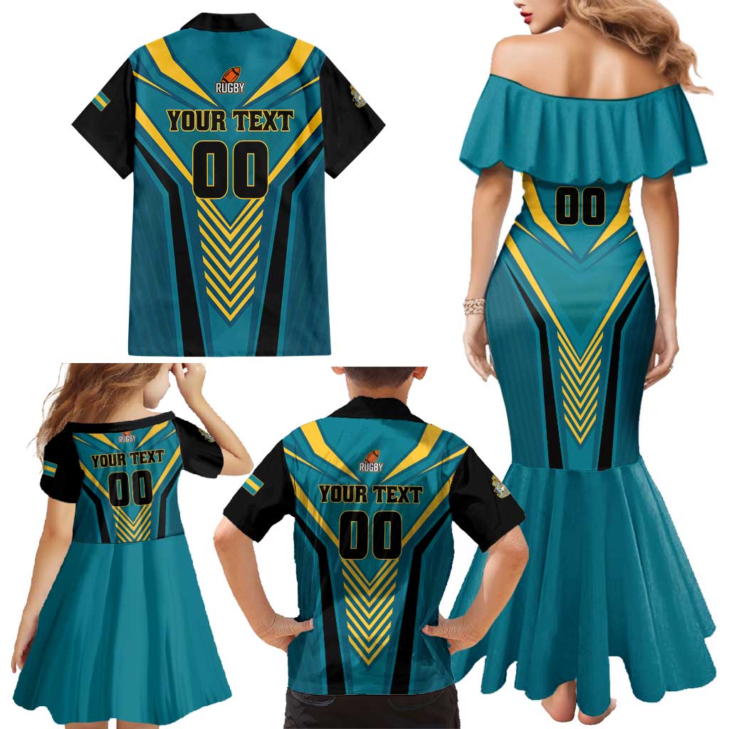 Custom Rugby Bahamas Family Matching Mermaid Dress and Hawaiian Shirt The Bahamas Go Champion - Wonder Print Shop