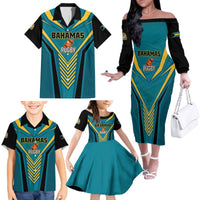 Custom Rugby Bahamas Family Matching Off The Shoulder Long Sleeve Dress and Hawaiian Shirt The Bahamas Go Champion - Wonder Print Shop