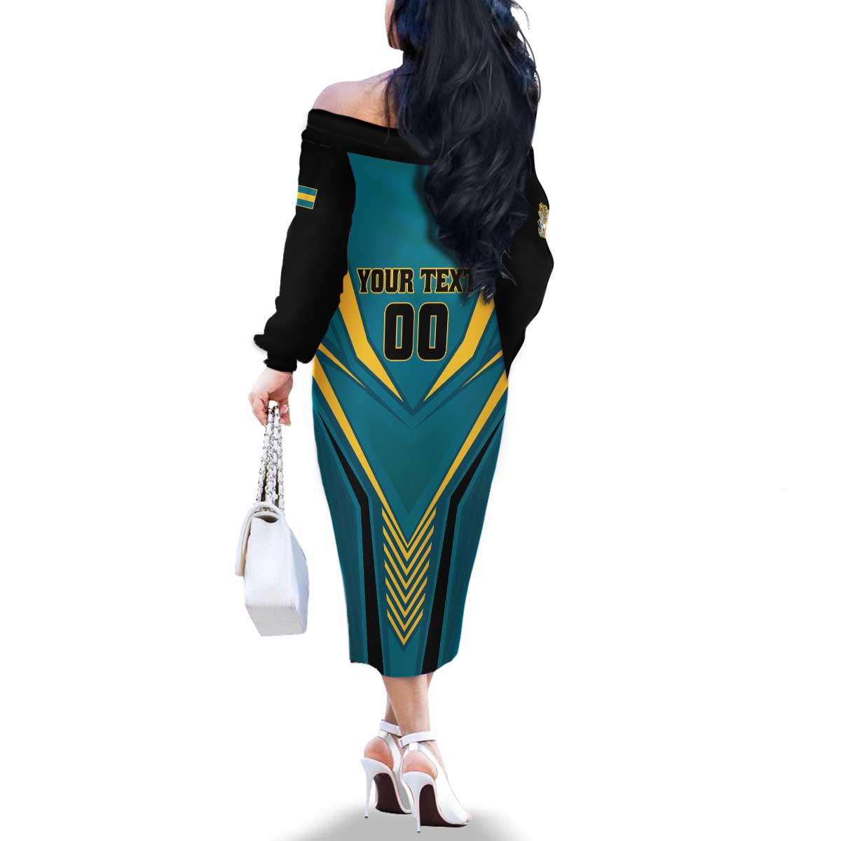 Custom Rugby Bahamas Family Matching Off The Shoulder Long Sleeve Dress and Hawaiian Shirt The Bahamas Go Champion - Wonder Print Shop