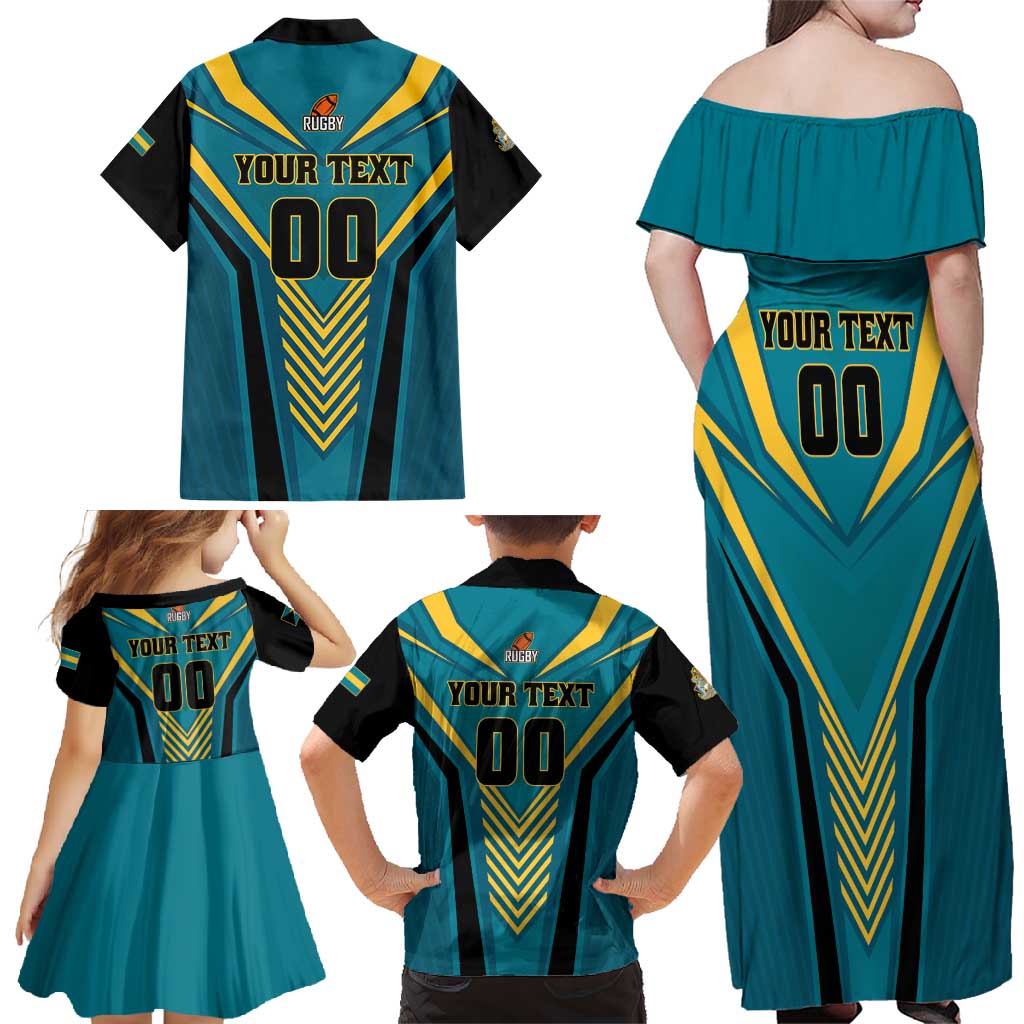 Custom Rugby Bahamas Family Matching Off Shoulder Maxi Dress and Hawaiian Shirt The Bahamas Go Champion - Wonder Print Shop