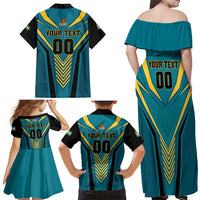 Custom Rugby Bahamas Family Matching Off Shoulder Maxi Dress and Hawaiian Shirt The Bahamas Go Champion - Wonder Print Shop