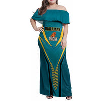 Custom Rugby Bahamas Family Matching Off Shoulder Maxi Dress and Hawaiian Shirt The Bahamas Go Champion - Wonder Print Shop