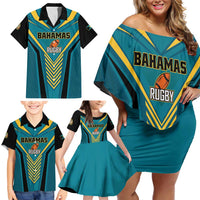 Custom Rugby Bahamas Family Matching Off Shoulder Short Dress and Hawaiian Shirt The Bahamas Go Champion - Wonder Print Shop