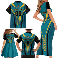 Custom Rugby Bahamas Family Matching Short Sleeve Bodycon Dress and Hawaiian Shirt The Bahamas Go Champion - Wonder Print Shop