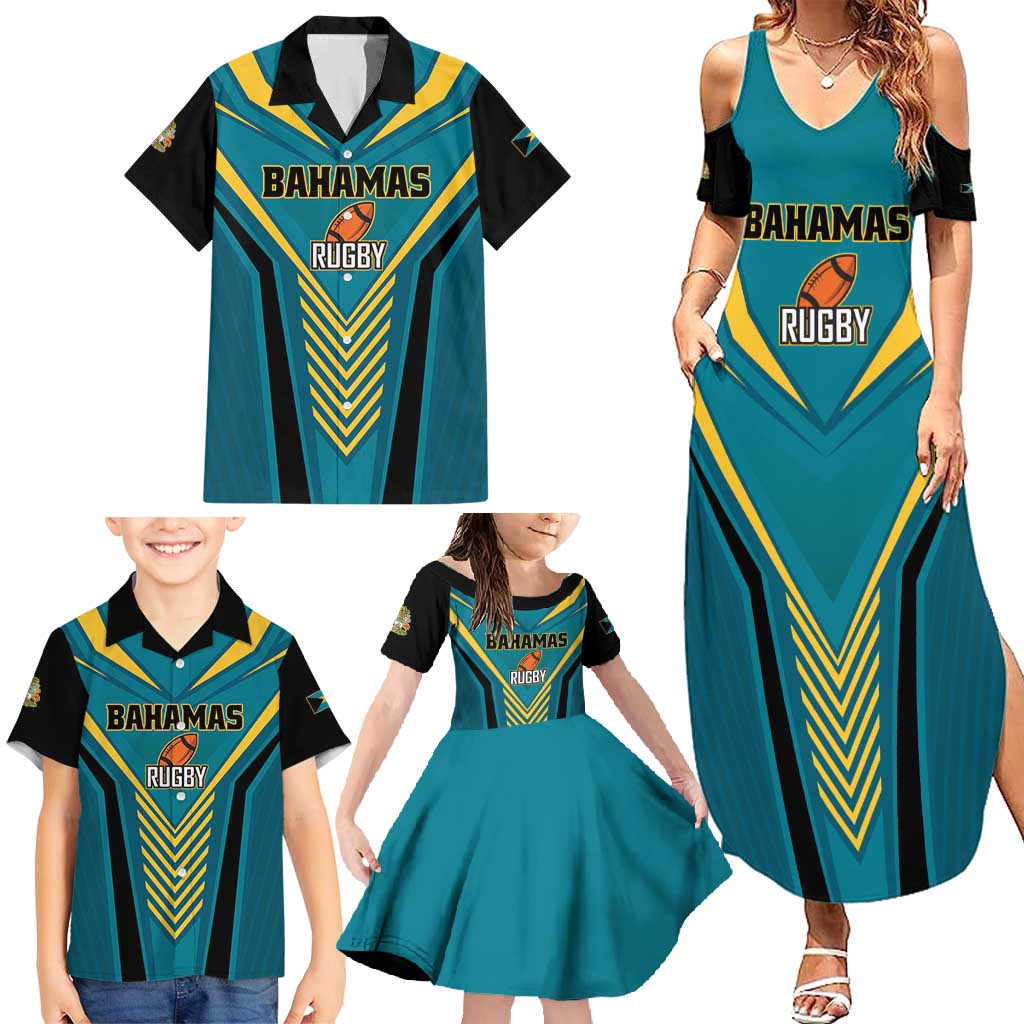 Custom Rugby Bahamas Family Matching Summer Maxi Dress and Hawaiian Shirt The Bahamas Go Champion - Wonder Print Shop