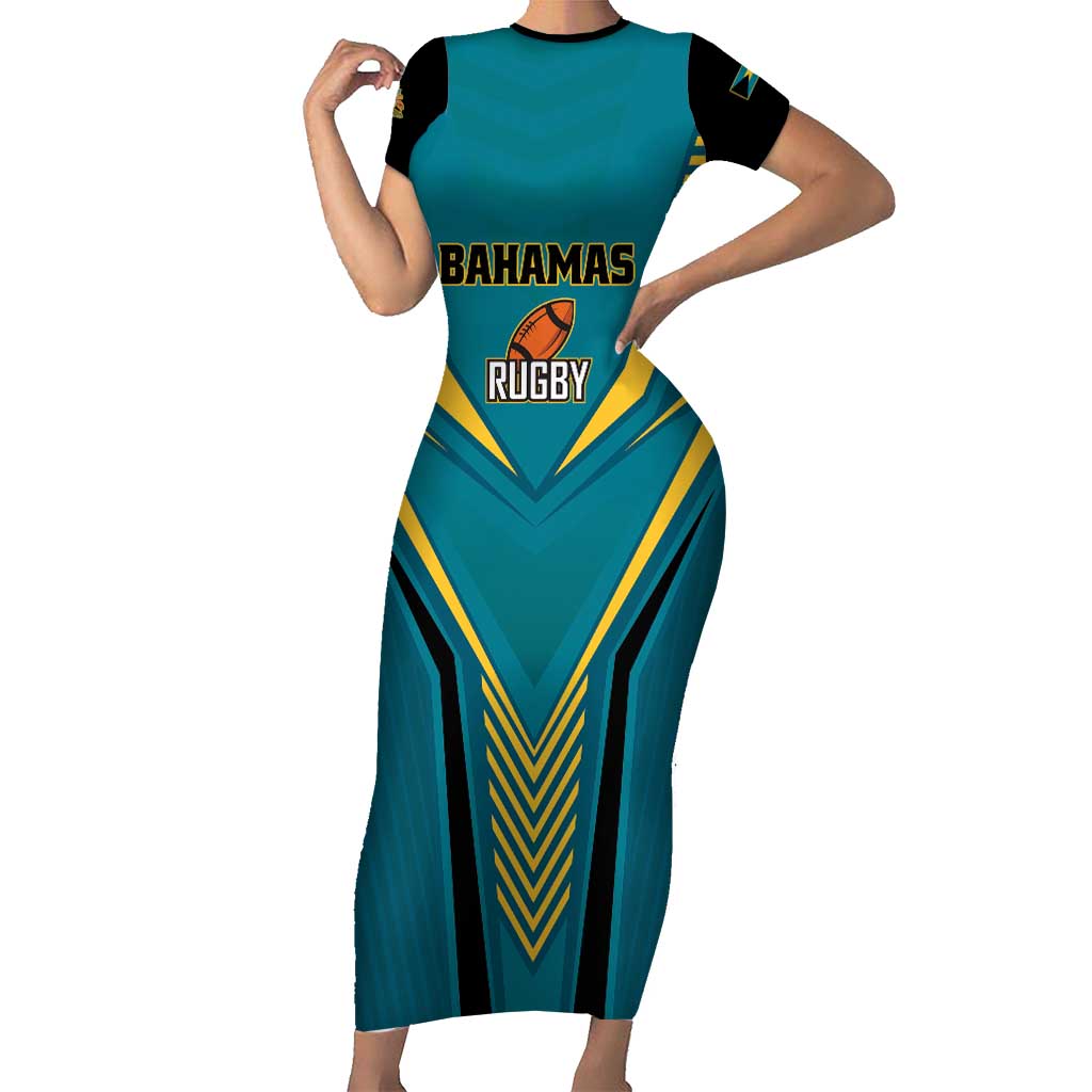 Custom Rugby Bahamas Short Sleeve Bodycon Dress The Bahamas Go Champion - Wonder Print Shop
